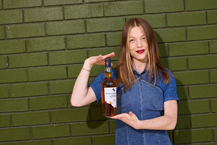 Hannah with bottle of Talisker