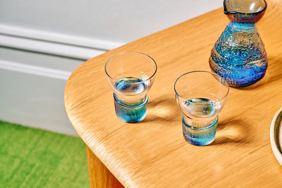 Sake in glasses on a table