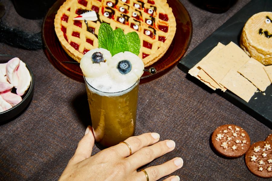 The Side Eye vodka Halloween-themed cocktail on a table