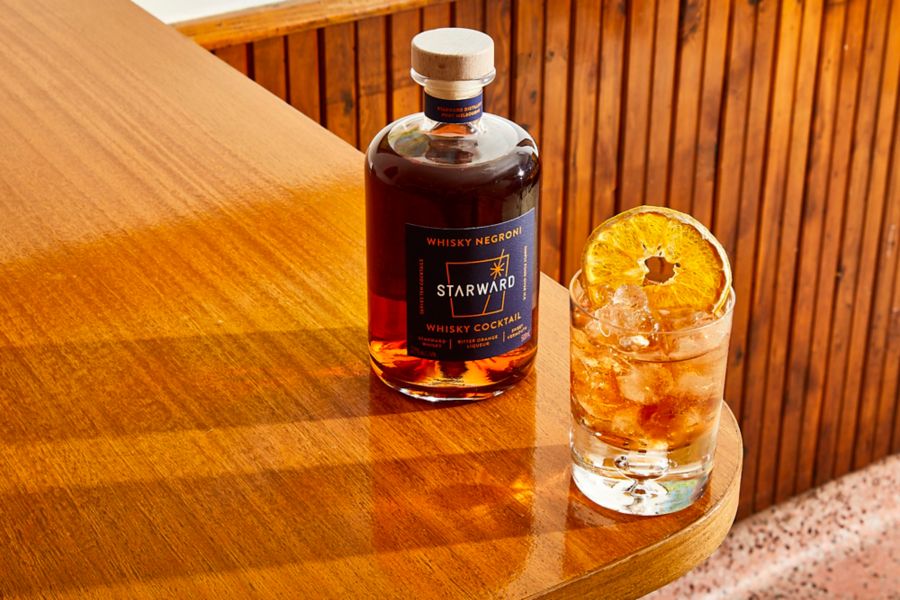 A bottle of Starward Whisky Negroni
