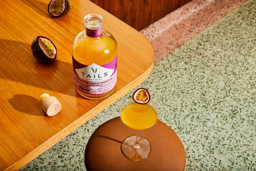 A bottle of Tails 42 Below Passionfruit Martini