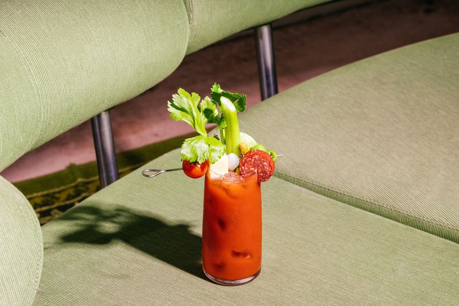 A Bloody Mary with a heap of savoury garnishes