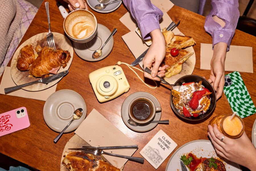 Breakfast dishes and coffee