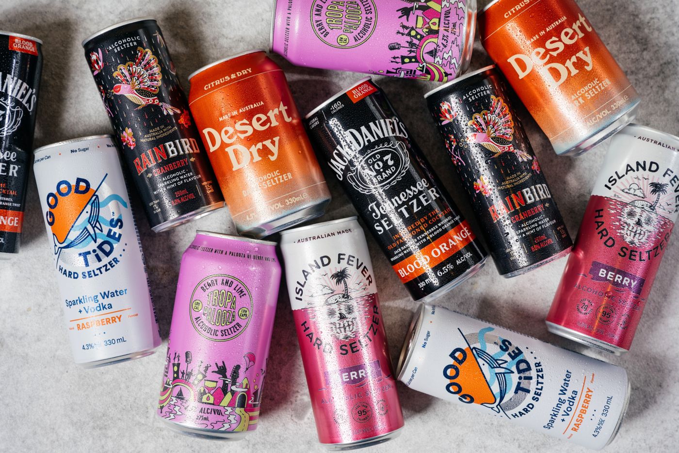 A selection of seltzers, which mix spirits with sodas in new ways