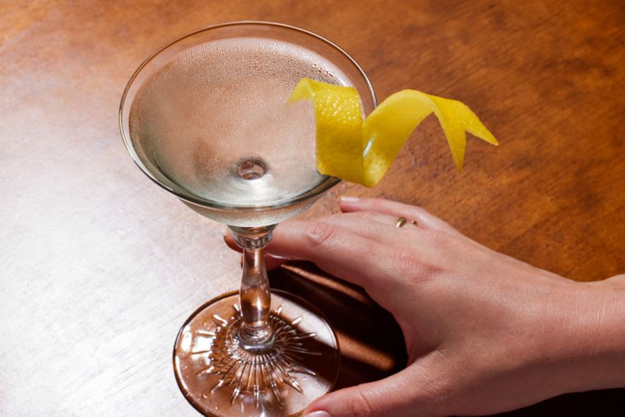 A classic Martini with lemon twist as garnish