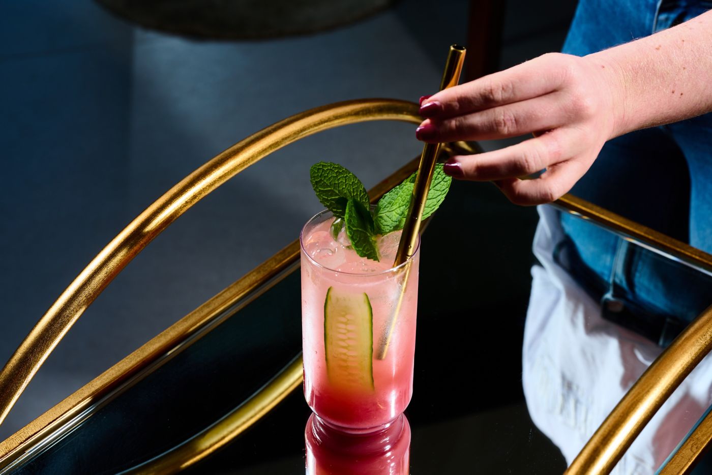 The non-alcoholic Watermelon and Cucumber Highball is a refreshing drink