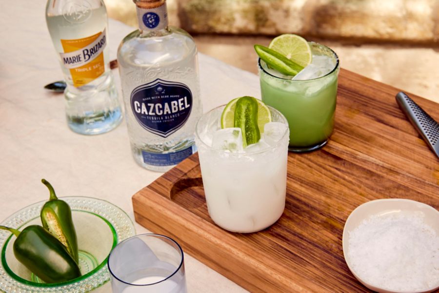 The Chilli Coconut Margarita with chilli and lime garnish