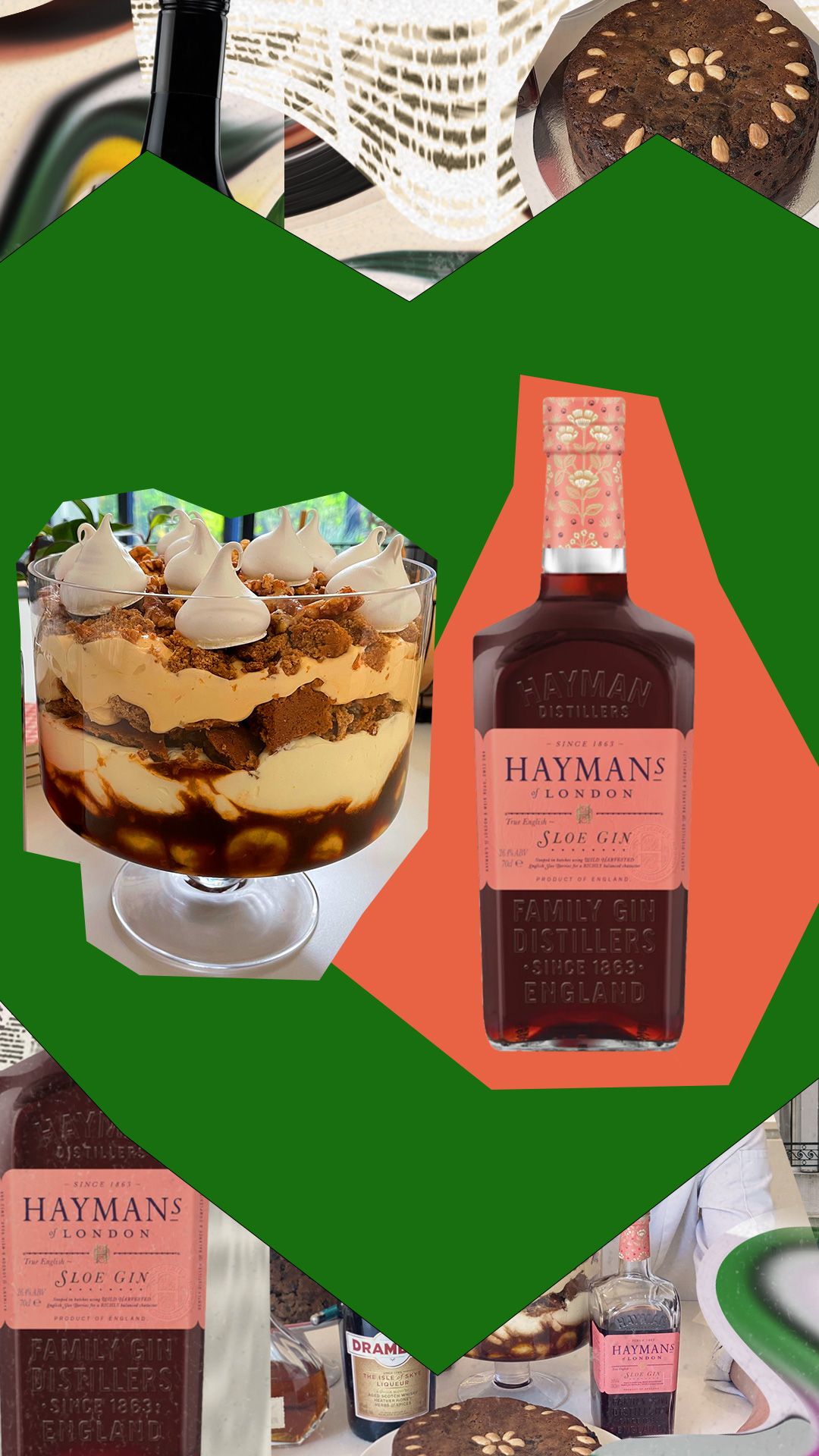 A Christmas Ginger Trifle that is made with sloe gin