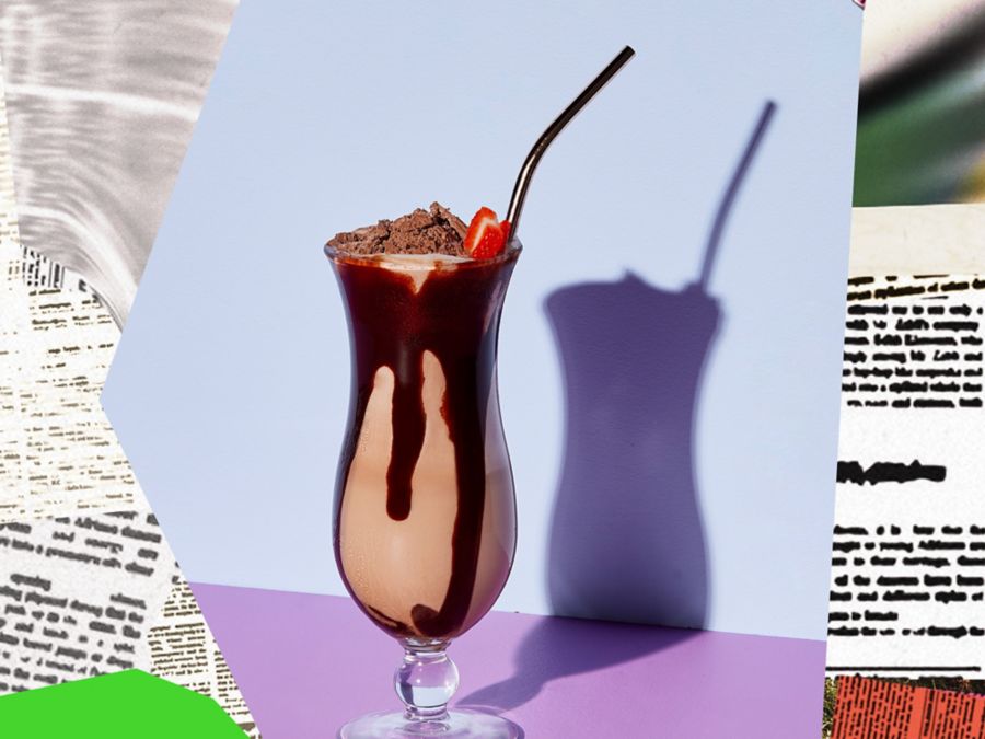 The Toblerone is a decadent cocktail made from liqueurs, ice cream, coffee and chocolate sauce