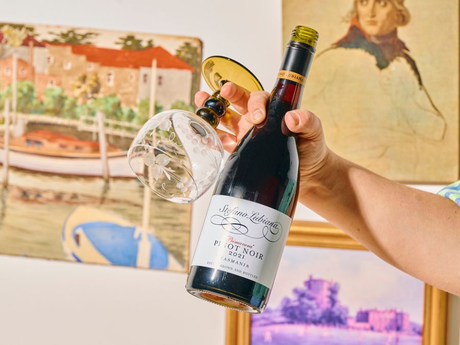 A bottle of the biodynamic Stefano Lubiana Primavera Pinot Noir from Tasmania 