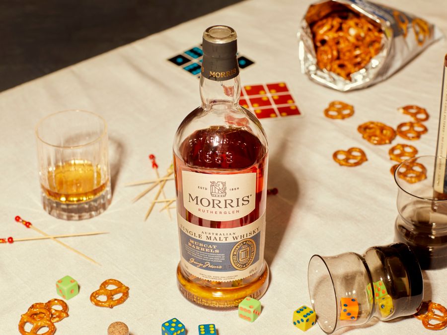 A bottle of Morris Single Malt Whisky