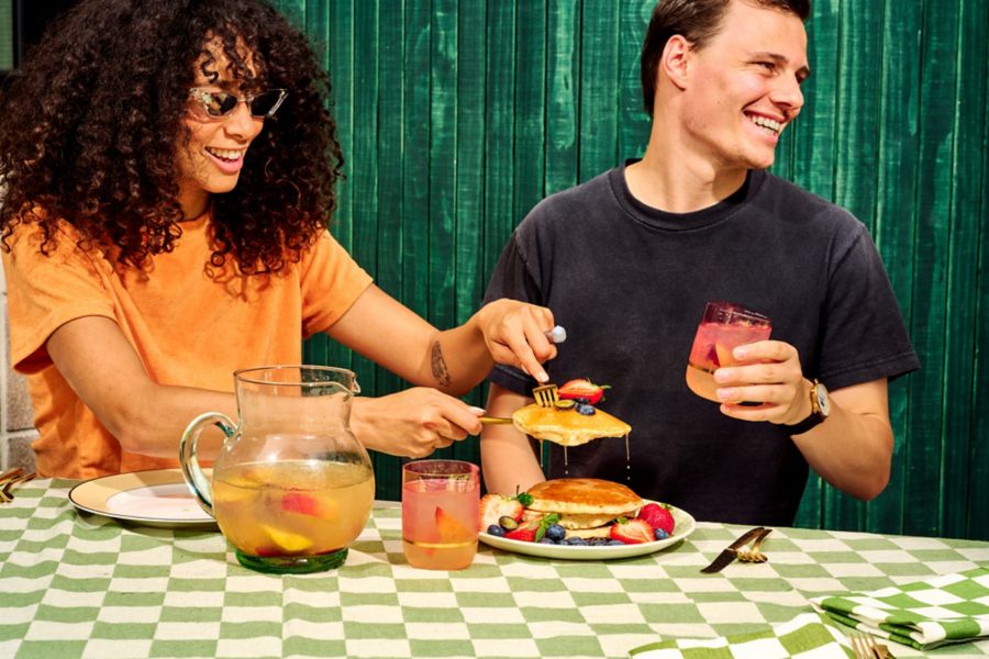 Serving up pancakes with a jug of Quattro Punch