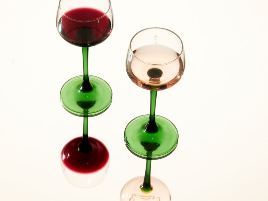 A glass of red and rosé wines