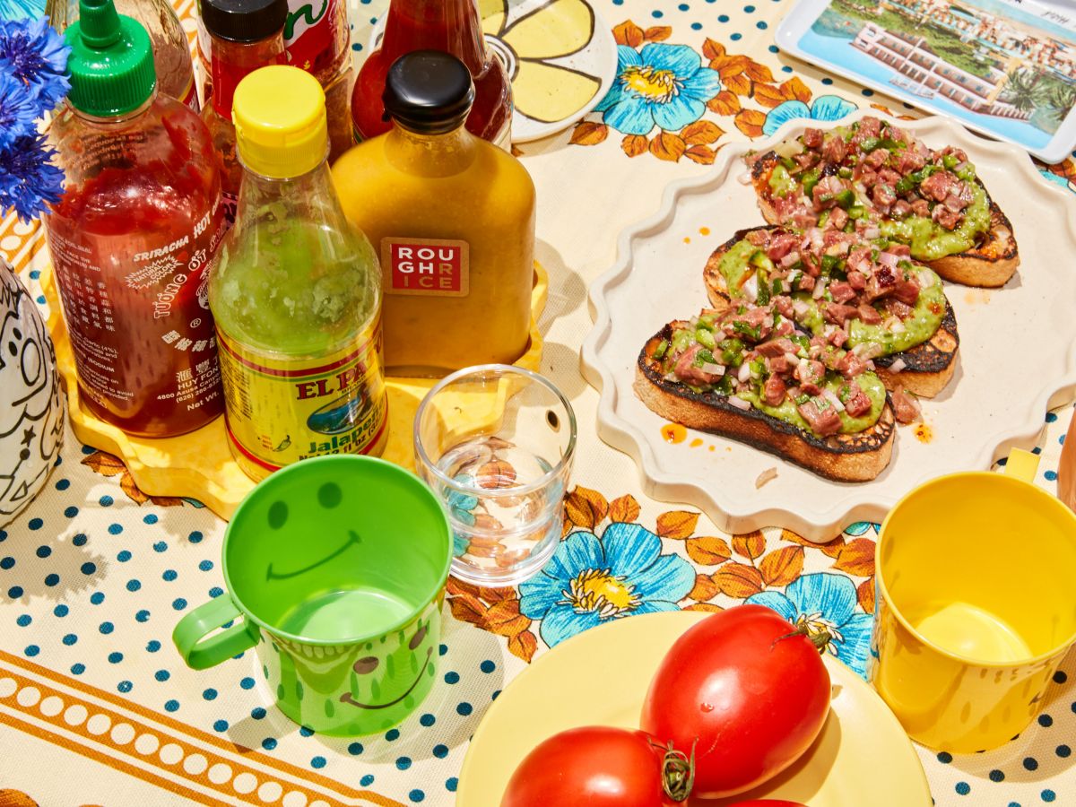 Sauces and snacks on the table