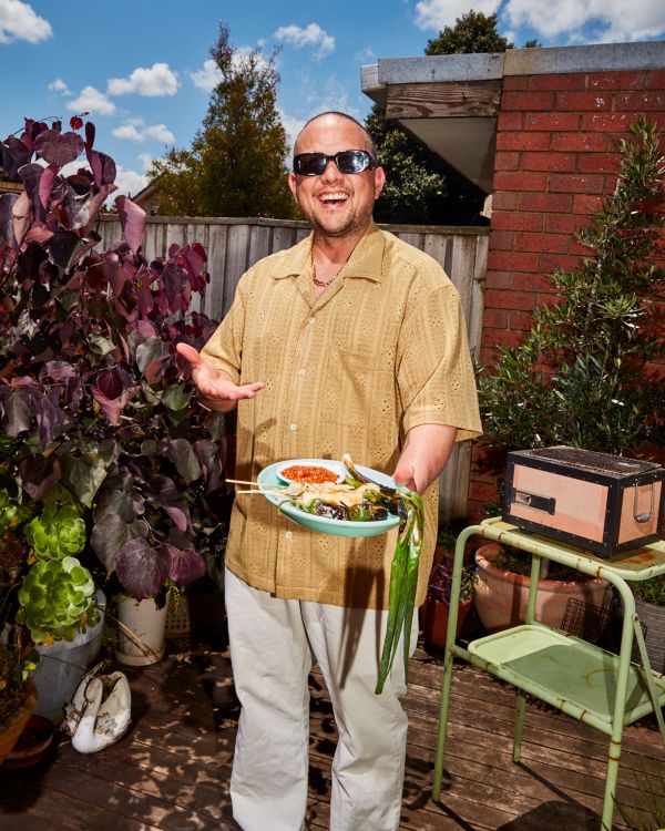 Raph with bbq snack plate