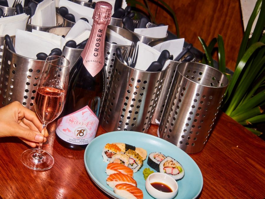 Croser Rosé NV Sparkling Wine with sushi train