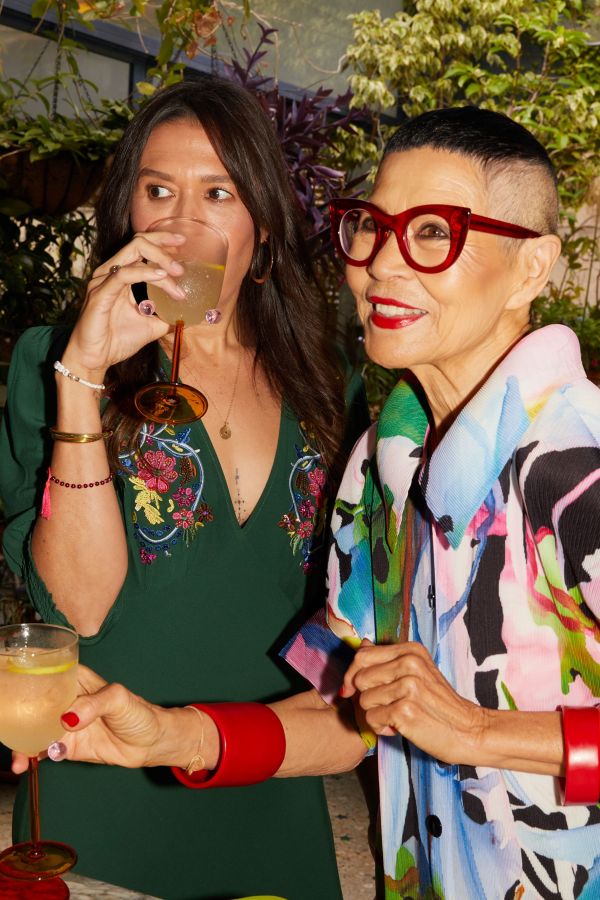 Jenny and Grace sipping on a yuzu spritz cocktail