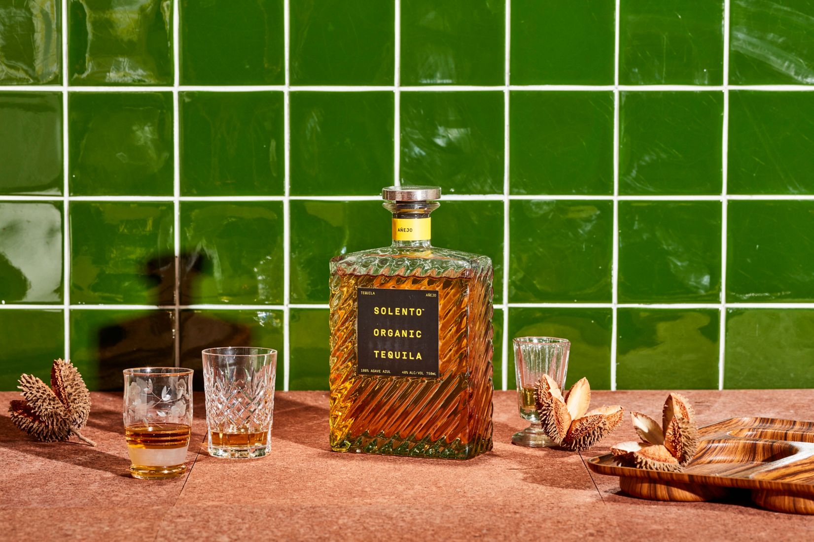 A bottle of Solento Organic Anejo Tequila