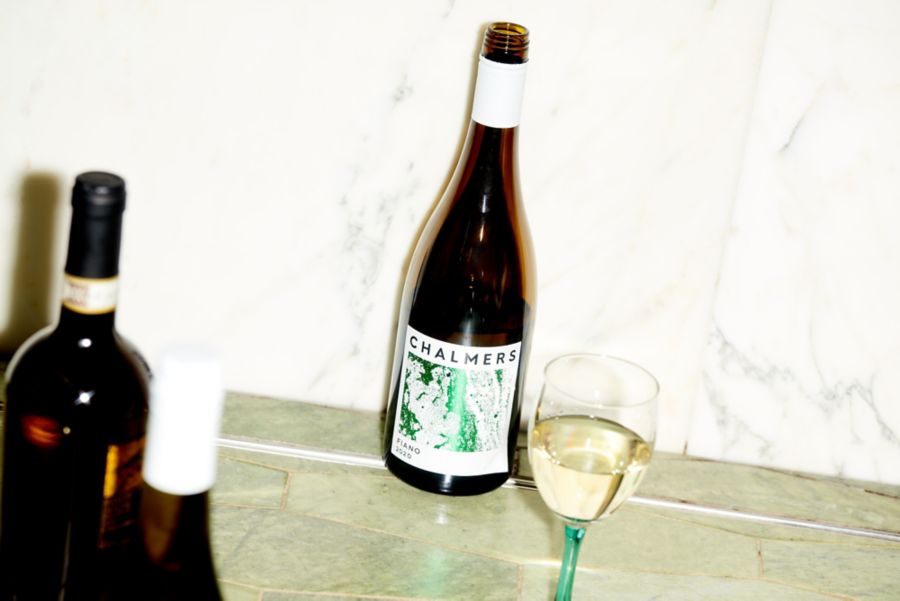 Chalmers Heathcote Fiano bottle and in a glass