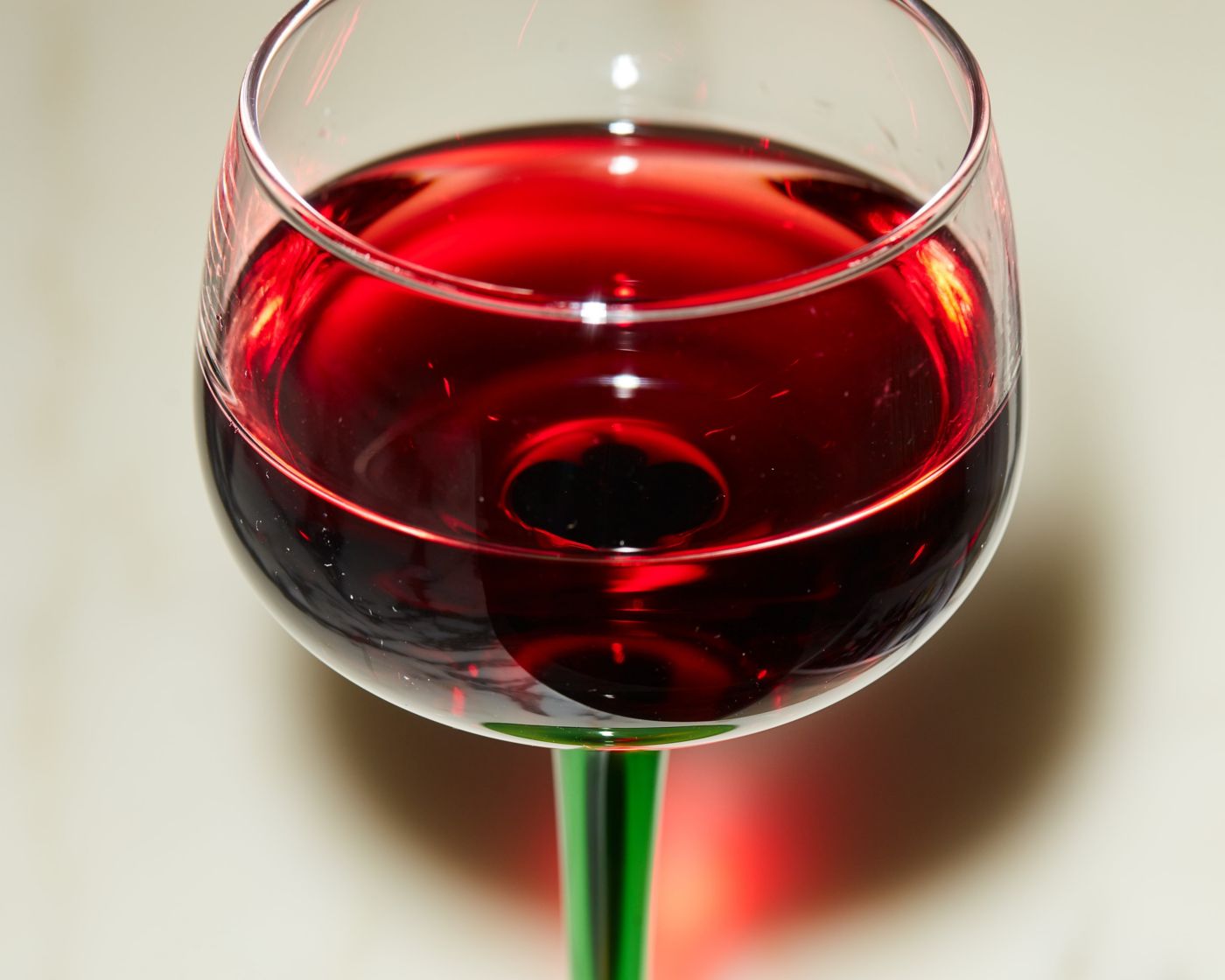 A close-up of a glass of red wine 