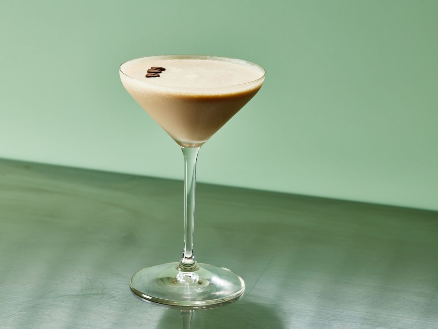 The Affogato cocktail is finished with three coffee beans on top