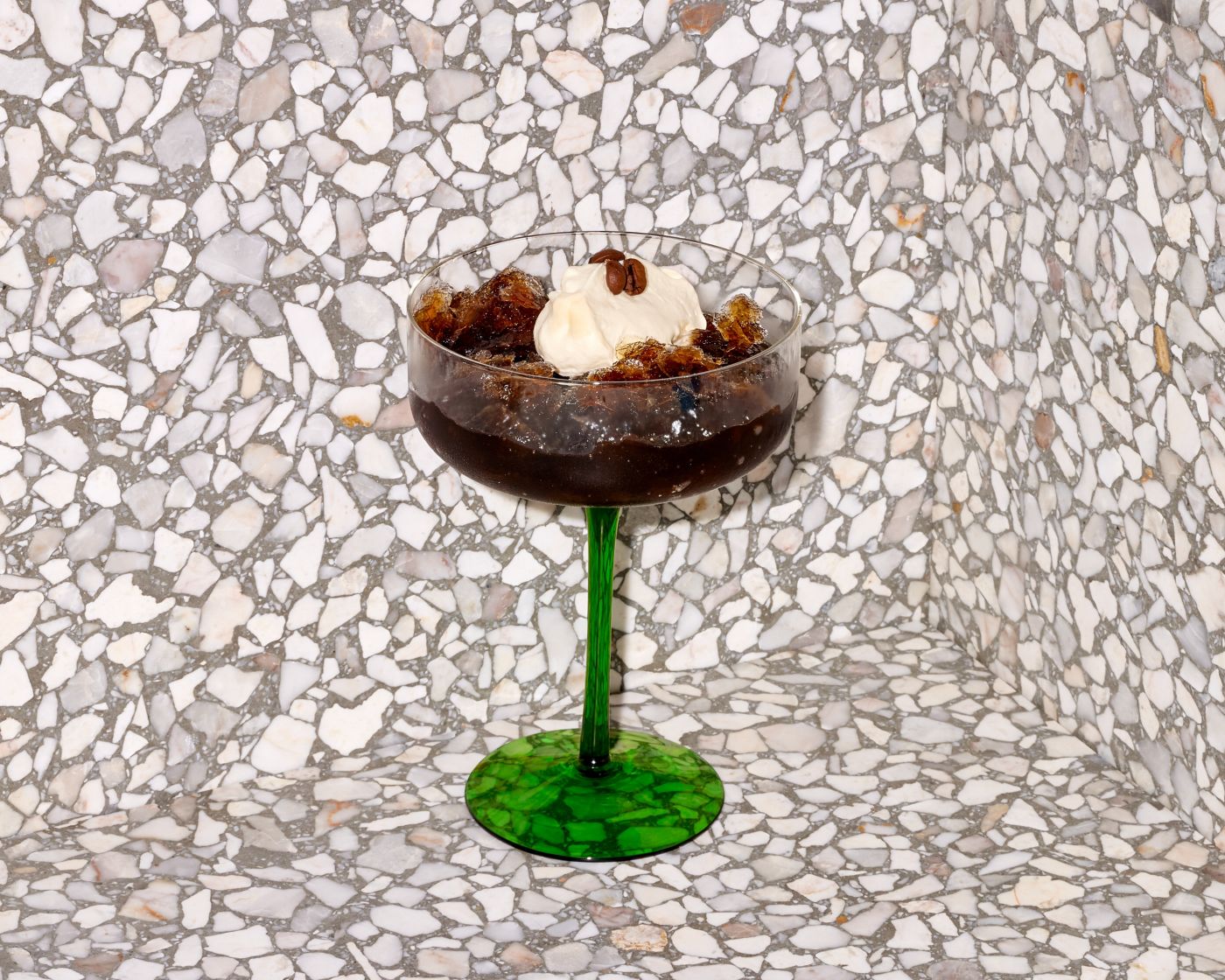 The Espresso Martini Granita with a dollop of cream on top