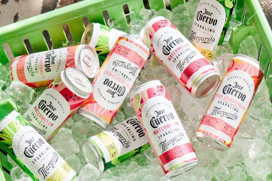 Jose Cuervo Sparkling Margarita Fiesta cans on ice