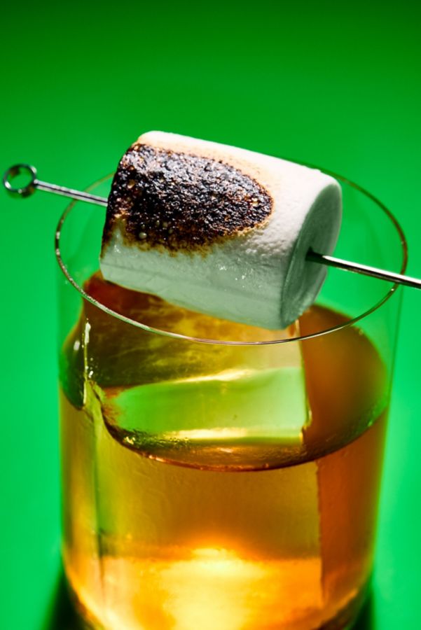 The Toasted Marshmallow Old Fashioned isn't complete without a toasted marshmallow as garnish
