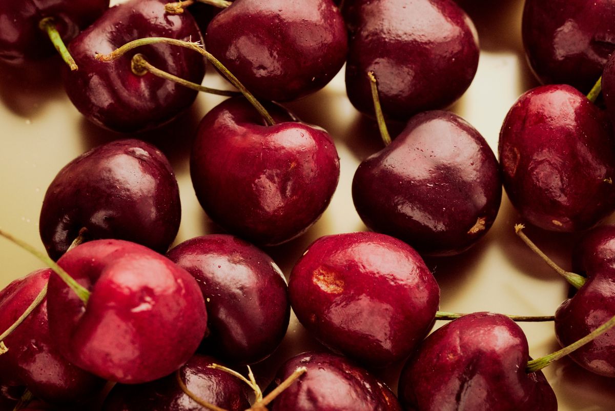 Pile of fresh cherries