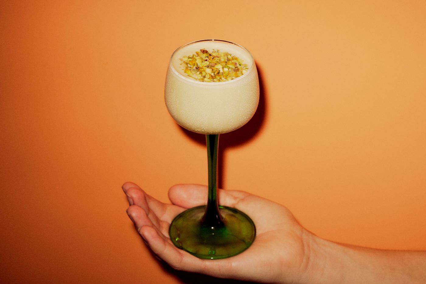 Holding the Pistachio Maple Martini  