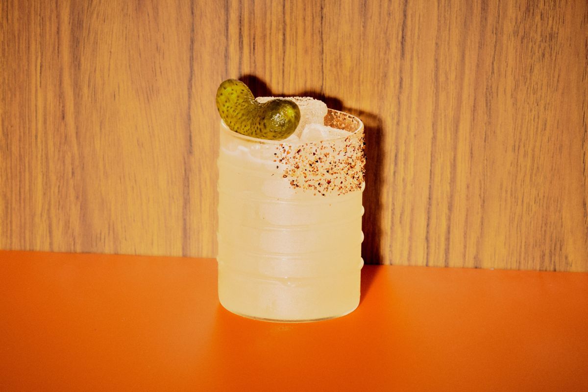 A perfect Spicy Pickle Margarita cocktail