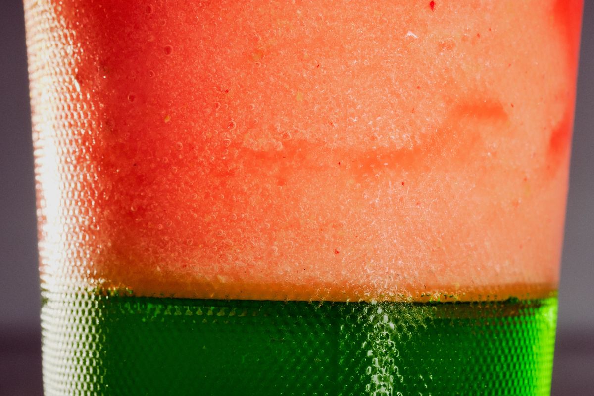 A close-up of the layers in the Mezcalita Trifle cocktail