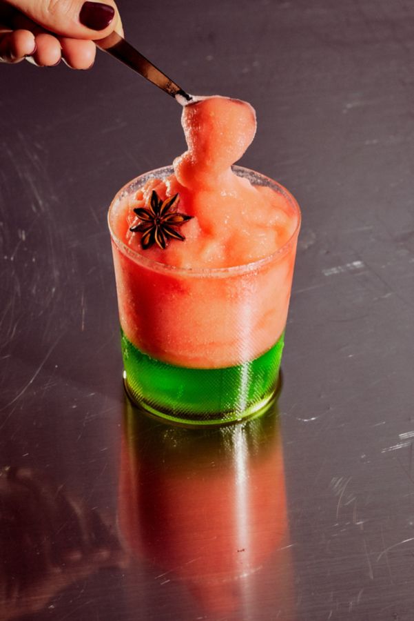 A teaspoon of the Mezcalita Trifle cocktail