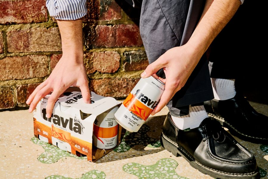 Actor Travel Fimmel is behind the Travla Mid-Strength Ultra Low Carb Lager 