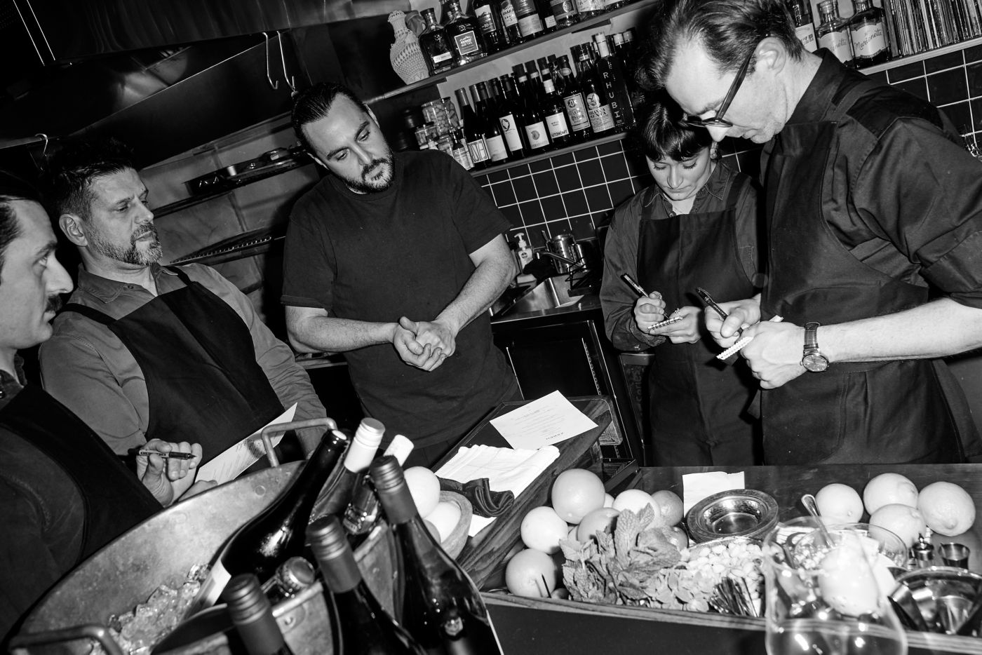 Matt Linklater (far right) in action with the team at Zareh in Melbourne 