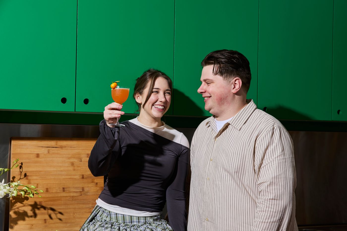Oska and Dani Whitehart with their Cumquat Sour cocktail