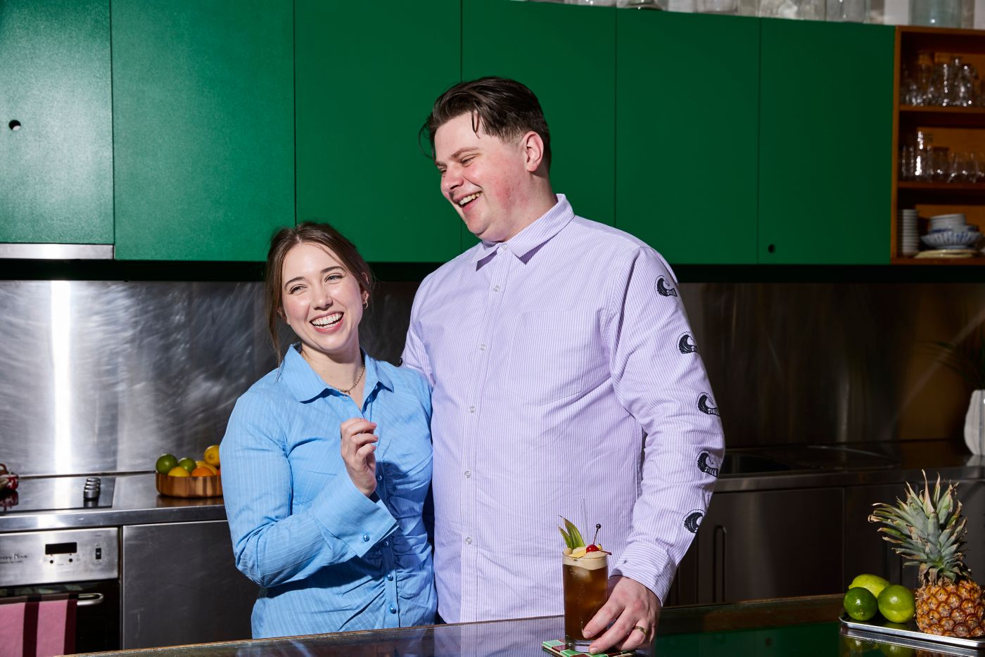 Oska and Dani Whitehart with their Il Polpo cocktail