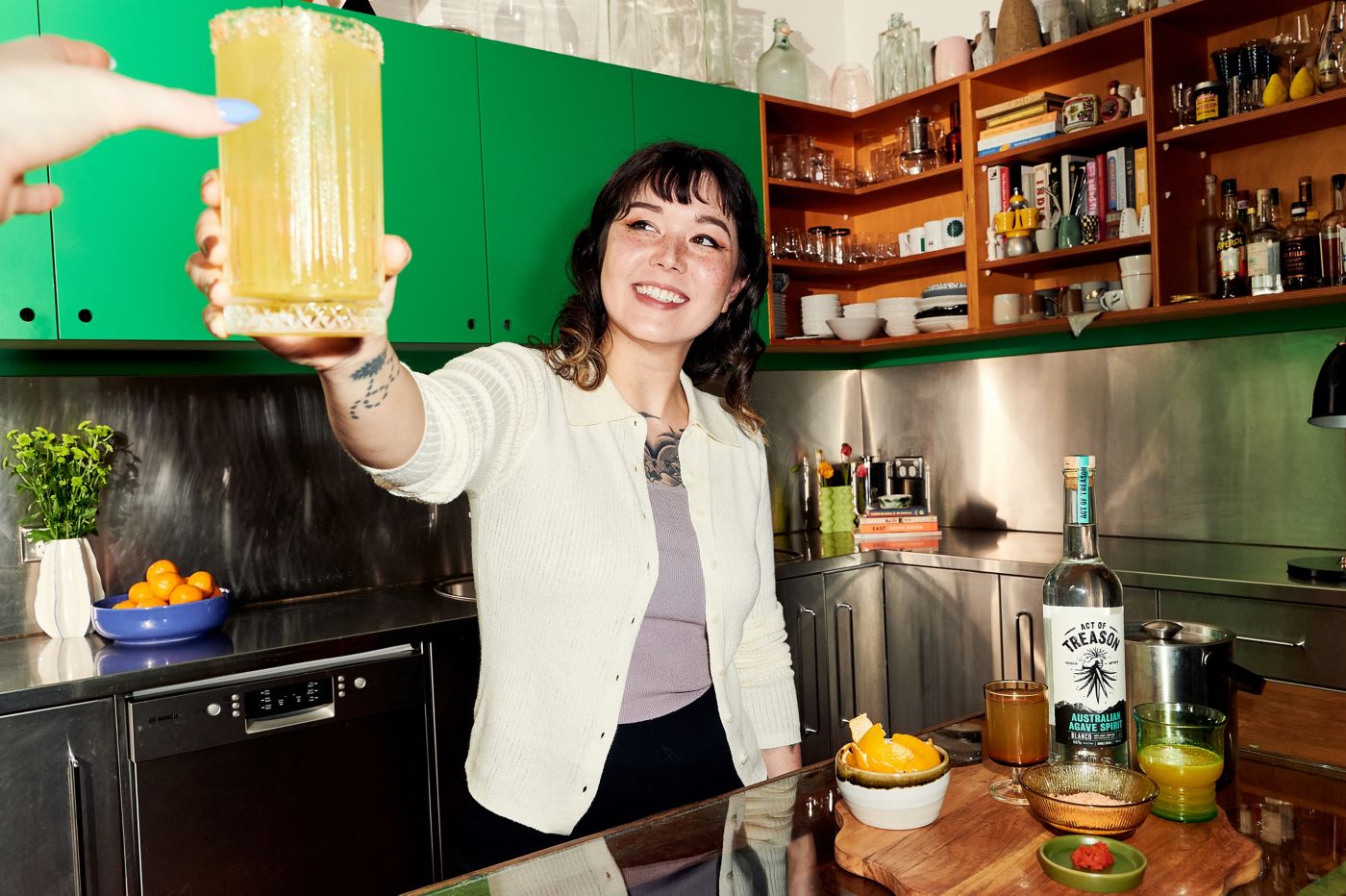 Melbourne drinks expert Kayla Saito with her Imperial Cantarito cocktail