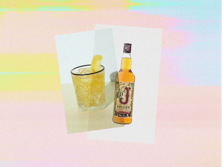 A bottle of Old J Spiced Rum