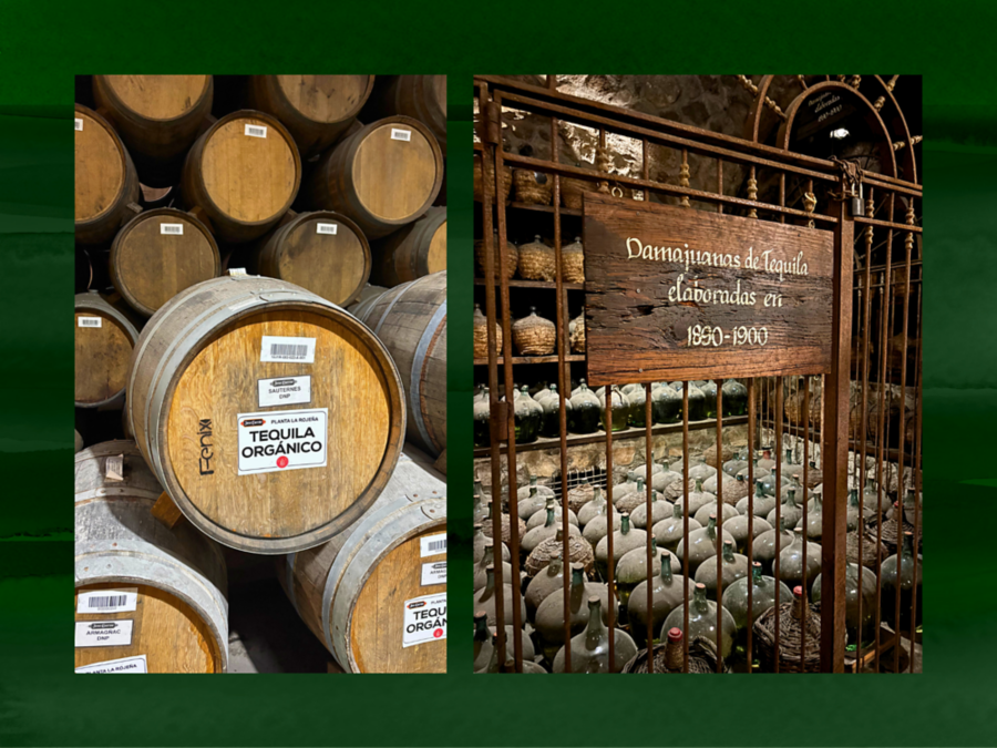 Barrels of tequila at the Jose Cuervo distillery
