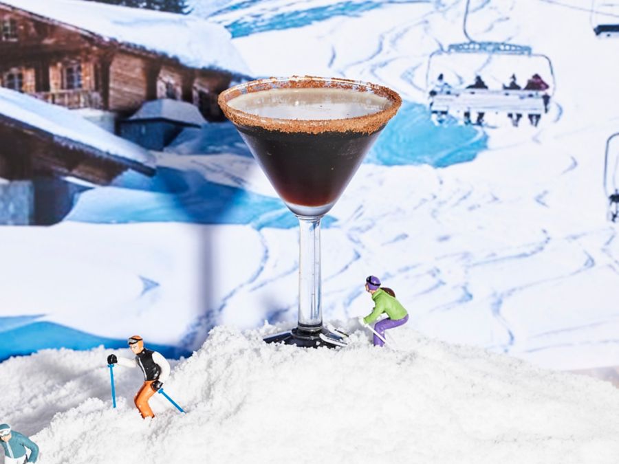 A Mocha Martini in a snowy setting 