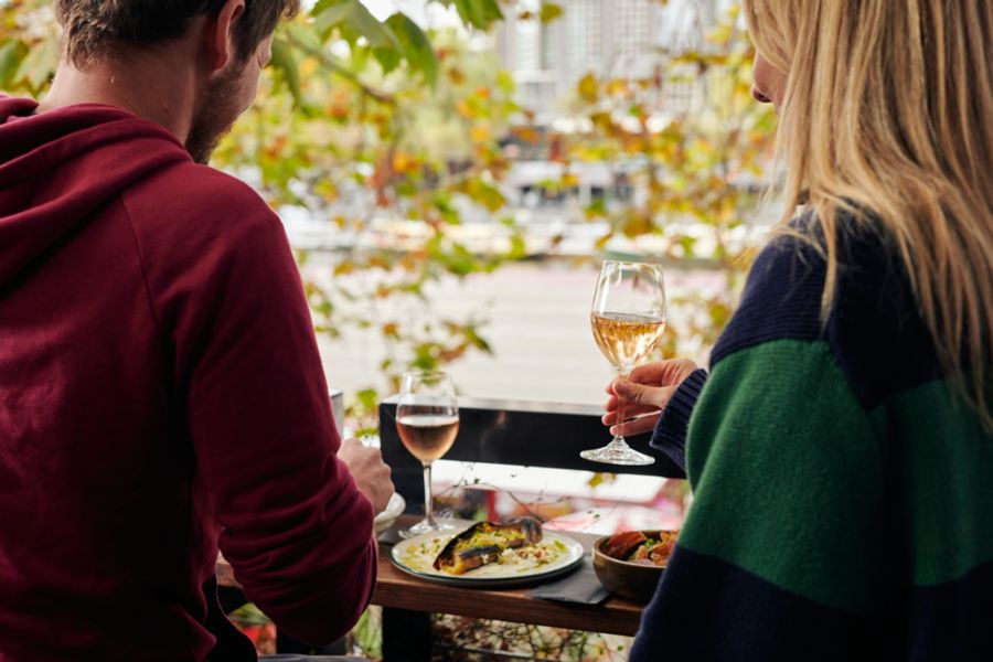 Enjoying a drink with river views at Arbory Bar & Eatery