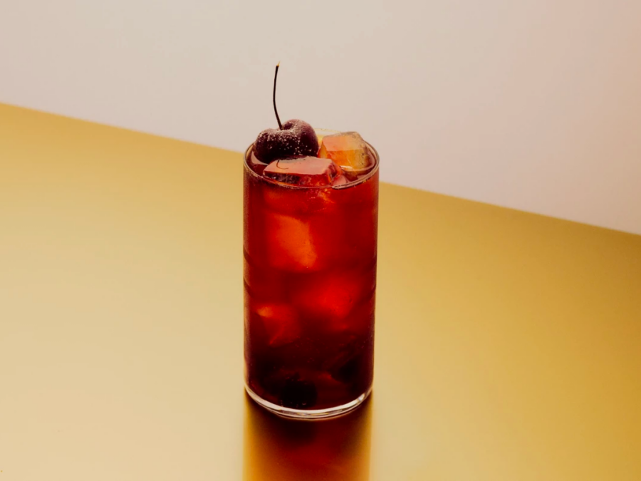 The Bourbon Cherry Cola is a bright, refreshing and easy cocktail 
