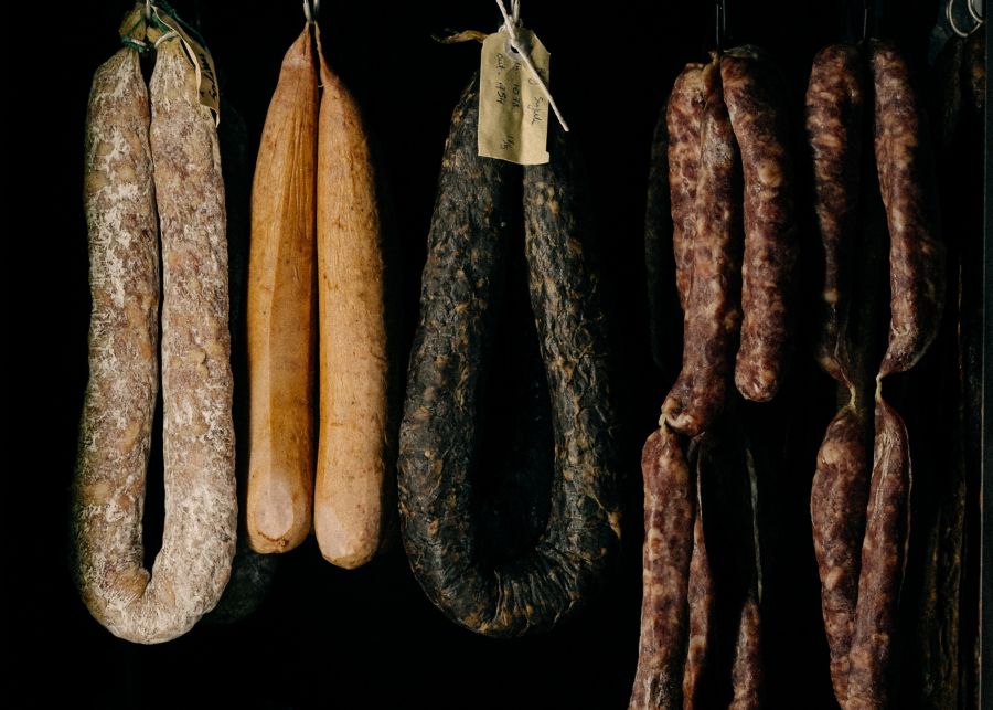 House-cured meats hanging at Margot's in Perth 