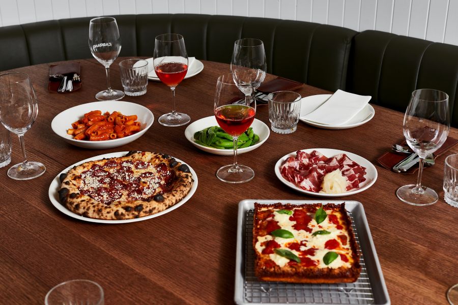 Various pizzas and dishes at Capitano in Melbourne