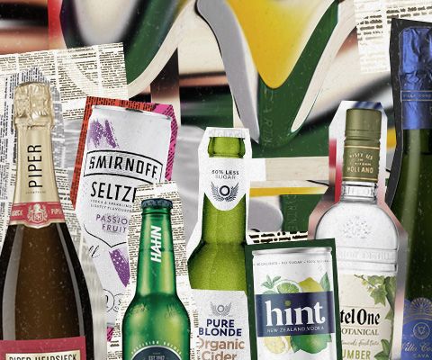 Some of the best keto-friendly alcoholic drinks on an illustrated background 
