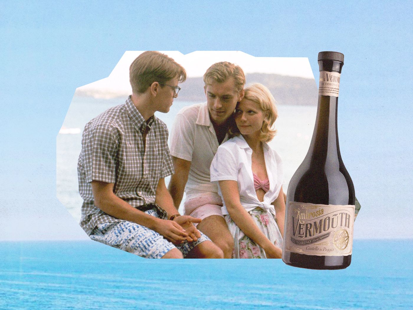 A scene from The Talented Mr Ripley and bottle of vermouth