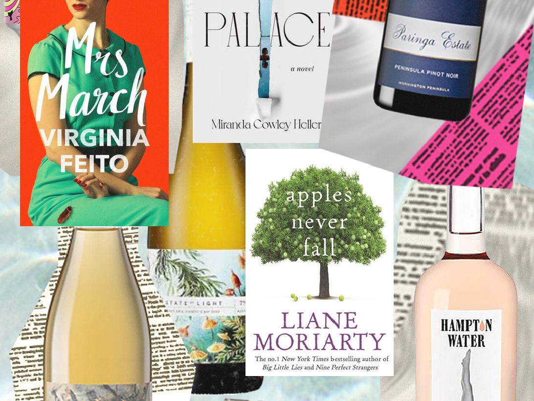 An illustration of novel covers and drinks to enjoy with them  