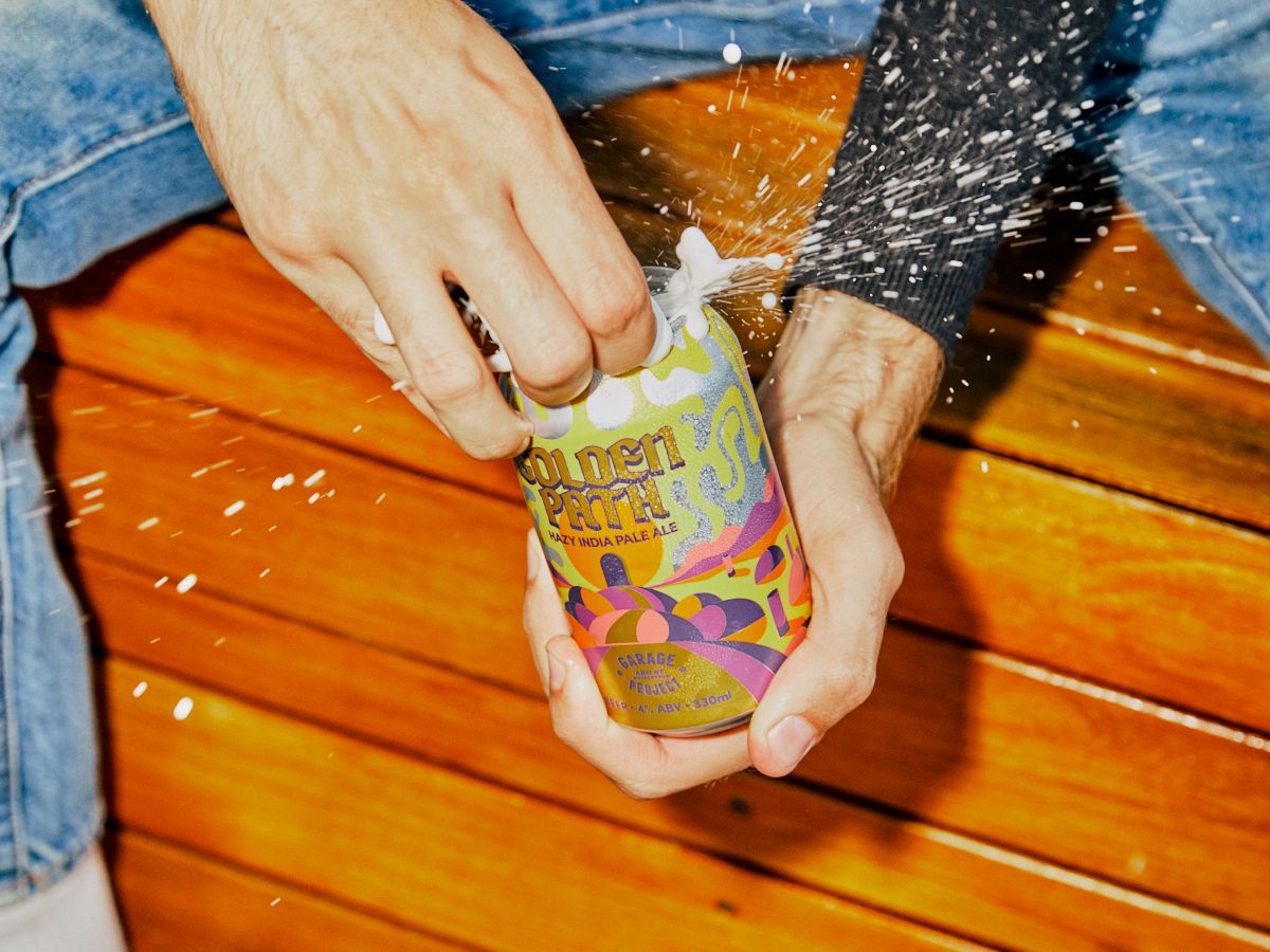 Opening a can of Golden Path IPA