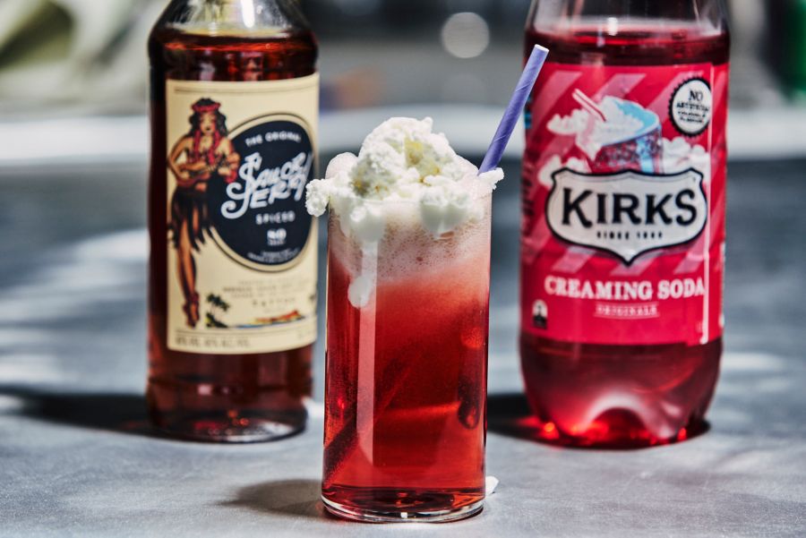 A spiked float of spiced rum with creaming soda and ice-cream 